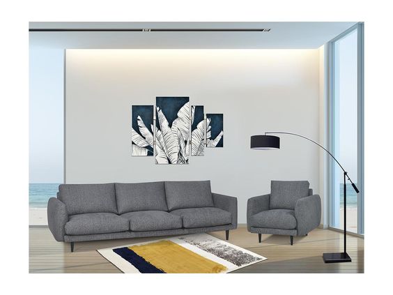 Canapé 4 places en tissu MARRIS - Gris chiné