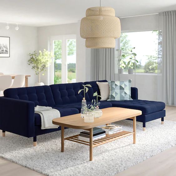 LANDSKRONA Canapé 4 places, Djuparp bleu foncé