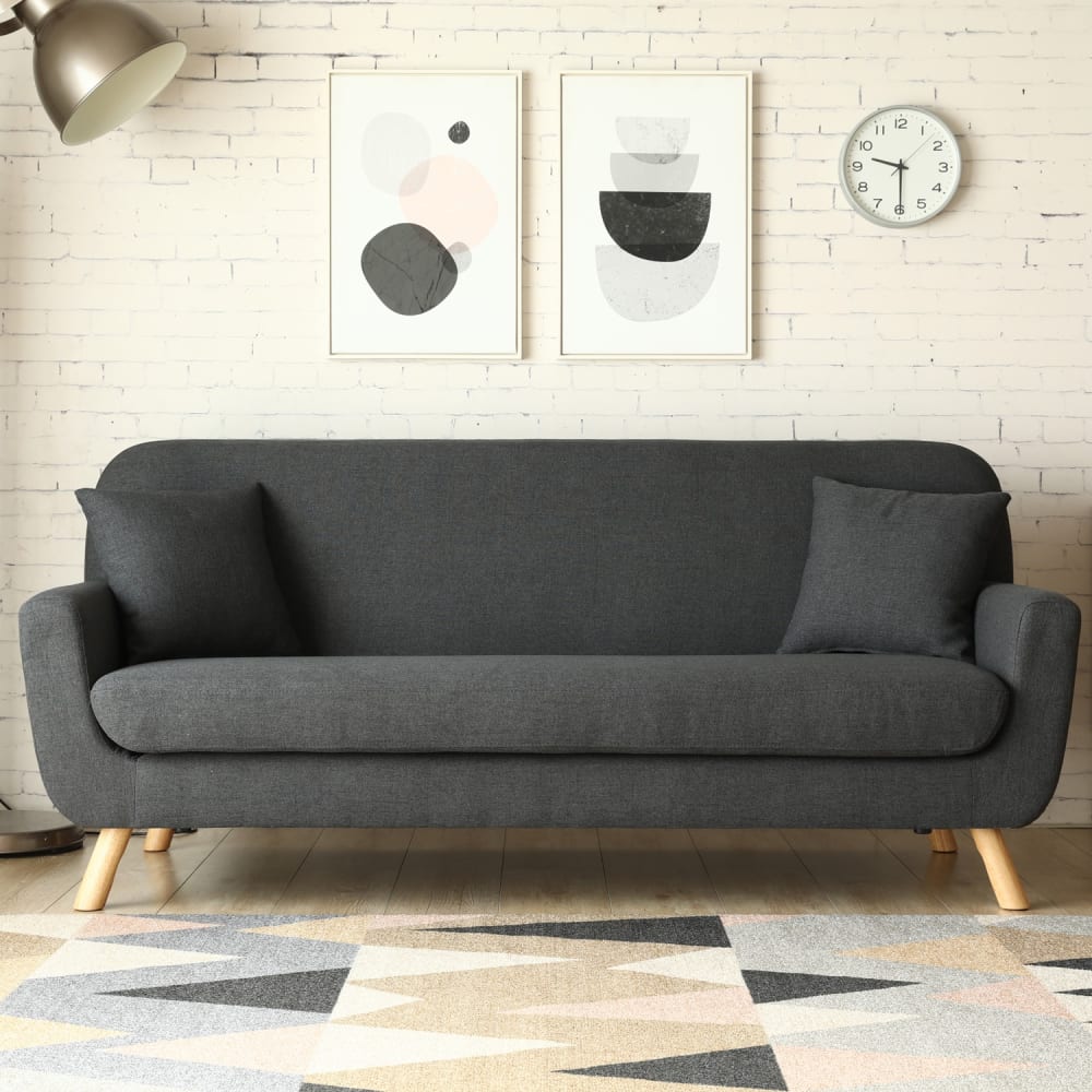 LENA – Canapé 4 places en tissu gris anthracite