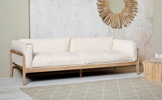 Canapé 4 places Legno en lin ivoire